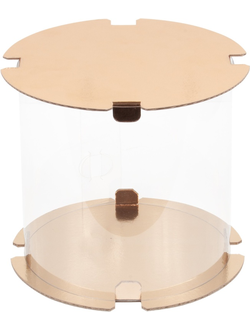 Коробка-тубус для торта прозр. (золото, Д250*280мм)