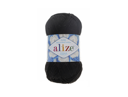 Пряжа купить недорого. Miss Alize  100% мерсеризованный хлопок. 50 г, 280 м. цвет 60 Черный
