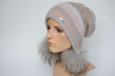 Итальянская шапка ушанка с помпонами Vizio 1009
