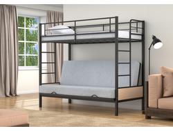 Двухъярусная кровать-диван Дакар 1 Черный (вставки Дуб молочный) фото