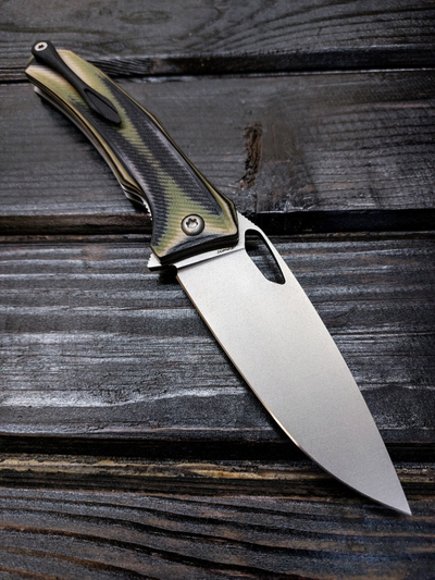 Складной нож Бизон сталь ELMAX, рукоять G10, цвет тайга