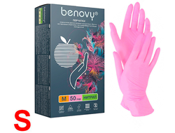 Нитриловые Перчатки "Benovy" (S) pink (50 пар)