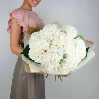 9 розовых гортензий