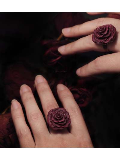 Кольцо "Осенняя роза и хрусталь росы" с капельками