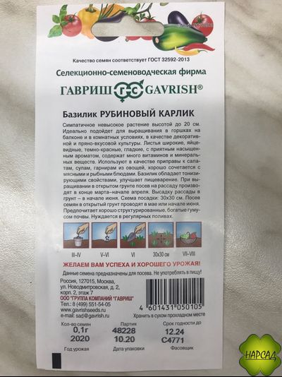 БАЗИЛИК "РУБИНОВЫЙ КАРЛИК"