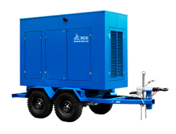 Дизельный генератор ТСС ЭД-120-Т400 в погодозащитном кожухе на прицепе