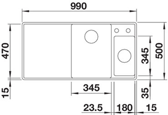 Мойка BLANCO AXIA III 6 S-F чаша справа, разделочный столик ясень c кл.-авт. InFino, 523486