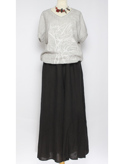 Юбка-брюки "Лён" чёрные   р.46-54