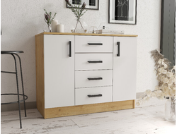 КОМОД К1000-2Д (дуб вотан, белый гладкий), 1000*830*440