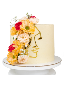 Топпер для торта "Контур лица с маленькой веткой" (золотой)