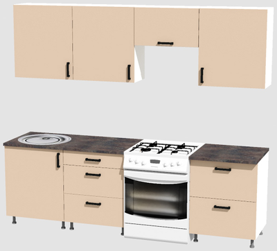 Кухня Эконом 1,8 метра (600х600х600) Цвет: Фон бежевый/Фон бежевый