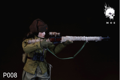 Советская женщина-снайпер в зимней экипировке  - Коллекционная ФИГУРКА 1/6 scale  Female sniper with snow camouflage in the Soviet Union (P008) - MOETOYS