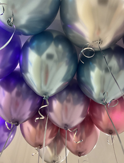 Шары хром фиолетовый, голубой, розовый, серебро 15 шт под потолок