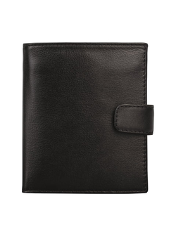 Портмоне мужское FABULA "Estet", натуральная кожа, застежка-кнопка, 105х112 мм, черное, PM.4.MN