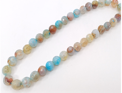 Агат тонированный граненый на нити  10мм бирюзово бежевый