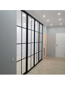 перегородка раздвижная матовое стекло в клетку