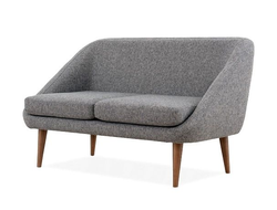 2-местный диван Семеон ткань рогожка Орион грей, цвет ножек - орех, размер 1300х800х800 сидение 440