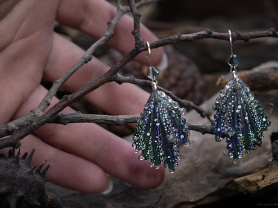 Серьги-крылья с капельками "Тайна Хрустального Леса", романтичный подарок девушке