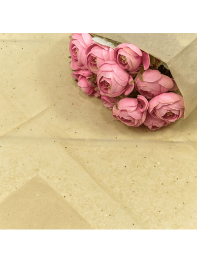 Бумага тишью в листах (10 шт., бежевая с блестками), 50*66см