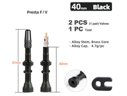 Набор бескамерных клапанов Presta Deemount 40мм черный алюминий