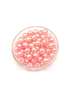 Бусины пластиковые под жемчуг 6 мм, цвет розовый