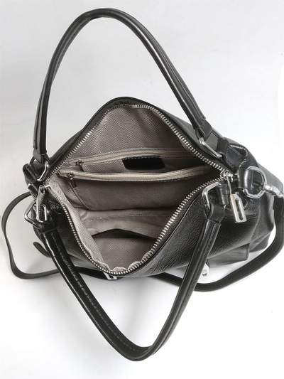 (АРТИКУЛ: 10120/1/5) СУМКА ЖЕНСКАЯ, НЕБОЛЬШАЯ, НАТУРАЛЬНАЯ КОЖА С НЕБОЛЬШИМ ГЛЯНЦЕМ, ЧЕРНАЯ, С ПЛЕЧЕВЫМ РЕМНЕМ