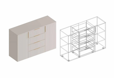 Тефия комод 2-ств с 4 ящиками 1400х450х930 Тефия / Софт Сантьяго
