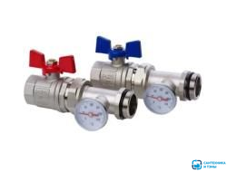 Кран шар. с термометром для коллектора 1'' прямой VIEIR в Тамбове