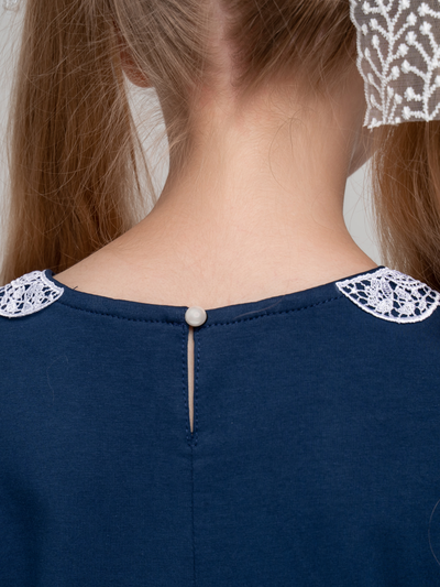 Платье синее с кружевным воротником