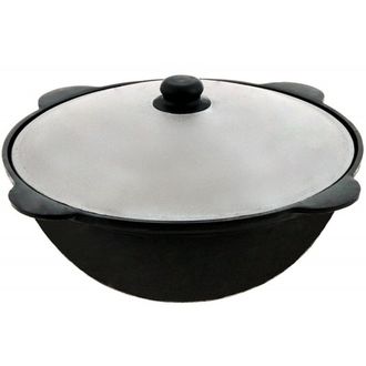 Казан чугунный 12 л. с алюминиевой крышкой