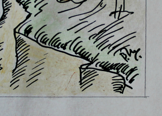 "Мостик" бумага тушь, восковая пастель 1970 год