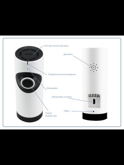 Видеоняня /WiFi IP видеокамера панорамная 180*110*  с DVR (fishS_v2), HD (360EyeS)