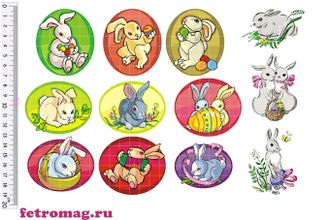 Фетр с рисунком "Пасхальные яйца 3" (кролики)