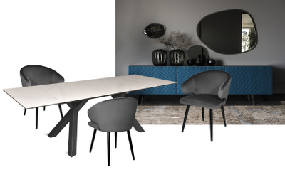 Diego черный/ глянцевая керамика мрамор Carrara 160(+40+40)х90