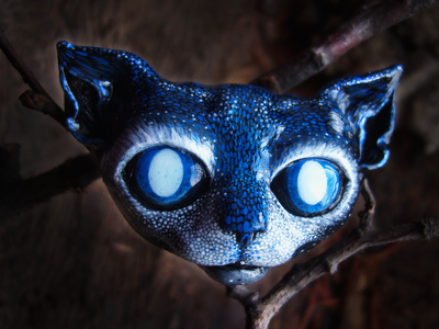 "Дух лунного света, кот Фебы", необычная брошь в стиле фэнтези