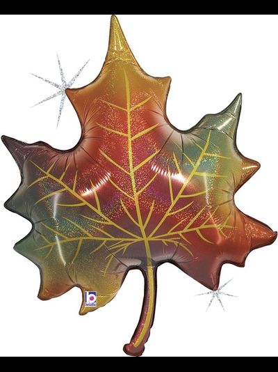 Шар 35"/89 см ""Кленовый лист" Голография, Италия