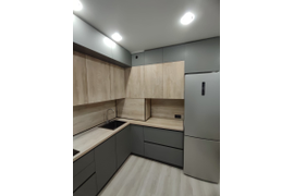 Кухня Бетон серый с деревом