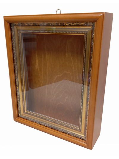 Киот деревянный с багетной рамой "под золото" для иконы формата 22х28см