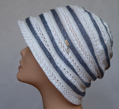 Шляпка клош летняя Vizio Италия 6055 P белая с синим