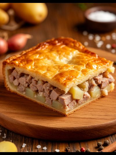 Пирог со свининой и картофелем