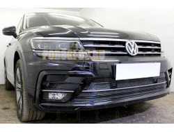 Защита радиатора Volkswagen Tiguan II (SportLine) 2016- (5 частей) black низ PREMIUM
