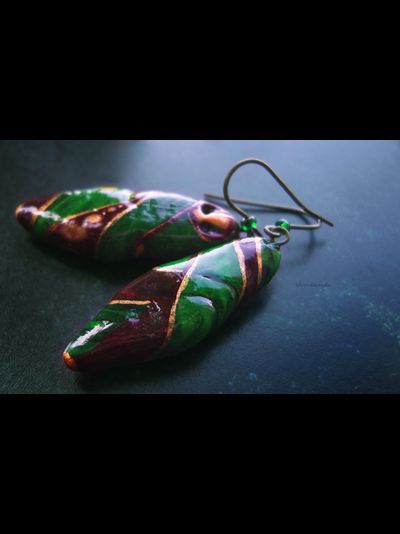 "Шивали, весенняя принцесса", серьги-капли из фарфора