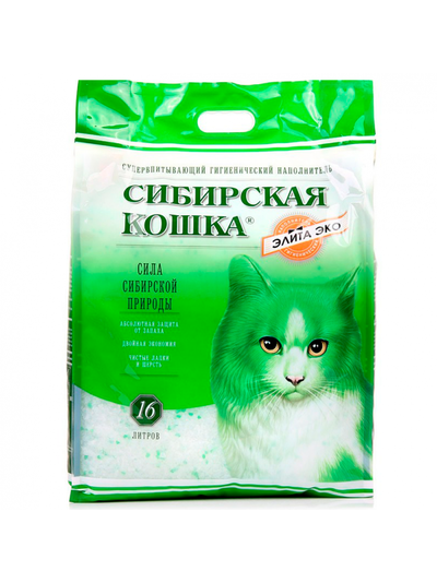 Сибирская кошка силикагелевый наполнитель Elit зеленый 16 л