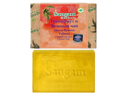 Мыло с глицерином ГРЕЙПФРУТ И ЗЕЛЕНЫЙ ЧАЙ Sangam herbals, 100 гр