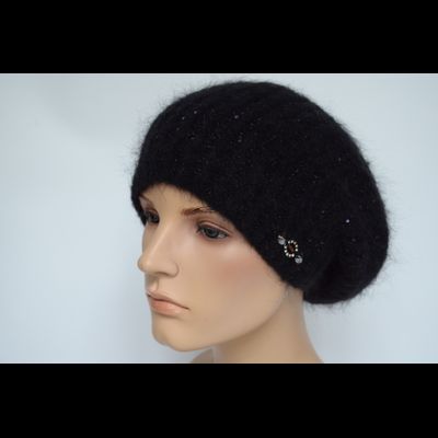 Зимний женский берет вязаный черный Vizio Италия 8070 B