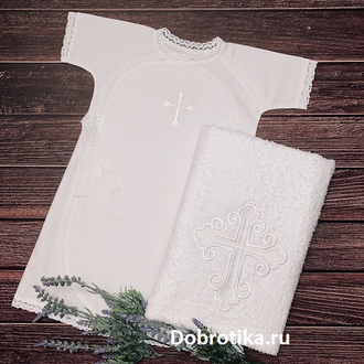 Крестильная рубашка для мальчика модель "Традиция". 100% хлопок,  ткань на выбор - теплая или стандарт, размеры от рождения до 1 года, можно вышить любое имя