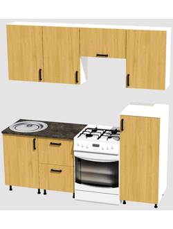 Кухня Эконом 1,5 метра с полуколонкой (1000х500) Цвет: Дуб Сонома/Дуб Сонома