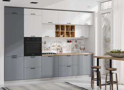 Кухня «Ройс» Серый эмалит/Белый эмалит модульная кухня