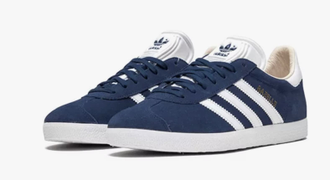 Adidas Gazelle White Blue (Экозамша) сбоку