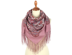 Павловопосадские  шерстяные платки 89x89 см, с шёлковой бахромой